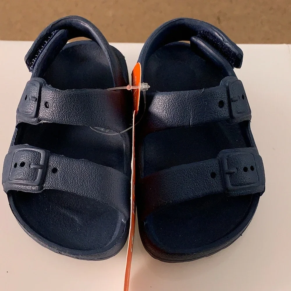 Wonder Nation Baby Shoe Size 2 (3 Months) Navy Hook & Loop Back Sandals NWT